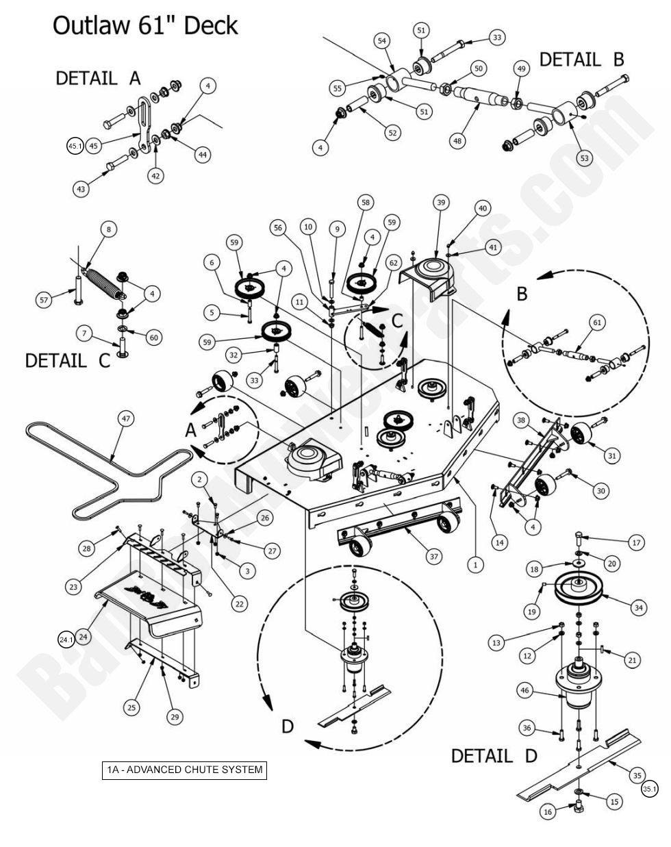 1146 - Bad Boy Mower Parts Lookup > 2015 > Compact Diesel > 61\" Deck Assembly